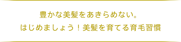 豊かな美髪をあきらめない。 はじめましょう！美髪を育てる育毛習慣