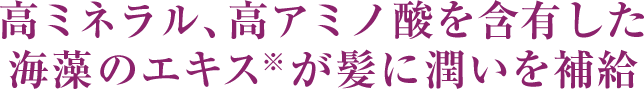 高ミネラル、高アミノ酸を含有した海藻エキスが髪に潤いを補給